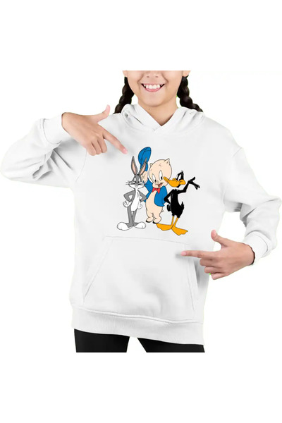 OEM Момичешки суичър с качулка Daffy Duck Bugs Bunny Porky Pig