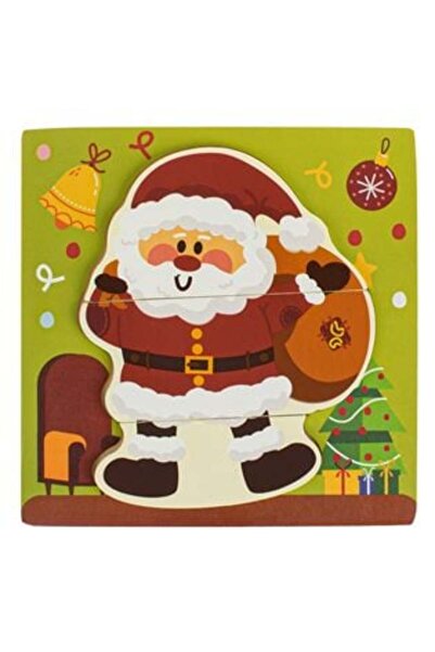 SHOPIENS Wooden Puzzle with Santa Claus 18 x 18 cm - (3 pieces)