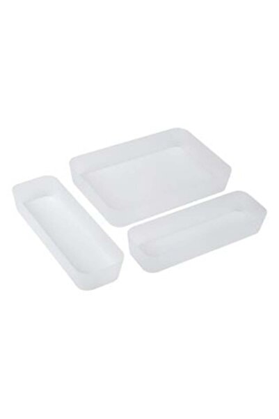 SHOPIENS Organizator din Plastic Alb Frosty pentru Sertare - 3 buc