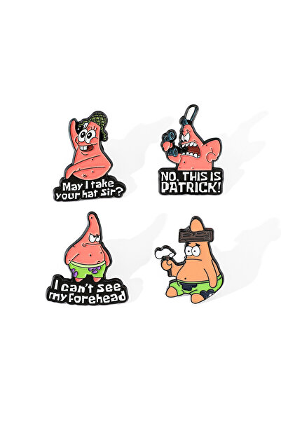 Miniso 4 pcs 4 Pcs Anime Cartoon Brooch Funny Patrick Star Enamel Pin Fashionable Metal Badge Jewelry Cloth