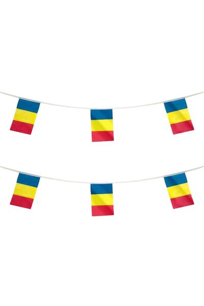 MYONNA IT & E- COMMERCE Romania Flag Garland, 6 m, Set of 16, Multicolor
