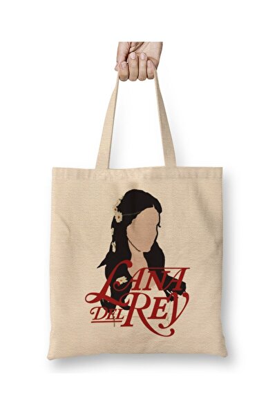 Toyaso Lana Del Rey Lust Біла тканинна сумка з довгими ручками Сумка для покупок Пляжна сумка