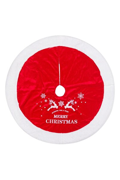 SHOPIENS Fir Skirt, Merry Christmas Model, Red Velvet, White Fur, Diameter 90 cm, MYONNA IT & E- COMMERC