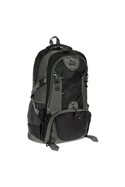 SHOPIENS Urban Travel Backpack, Black Gray Model, 40L Capacity, Polyester, Reinforced Back, Multiple Compartments