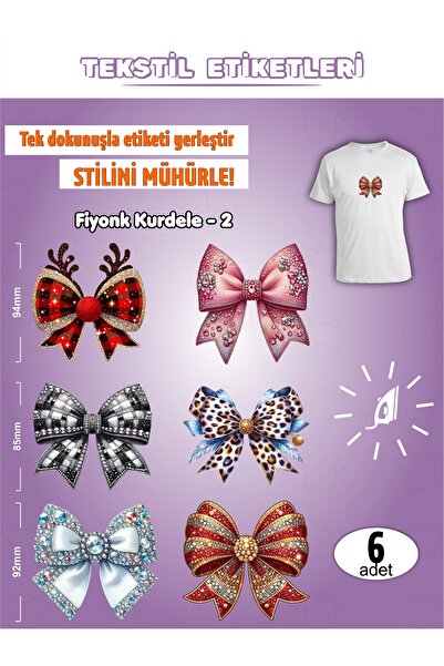 AGG Reklam Ütü ile Yapışan Kıyafet Etiketi Fiyonk Kurdele -2 6Lı Set