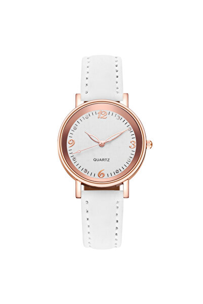 Choice WHITE Fashion Arabic Dial Women's Watch Casual Leather Band Analog Quartz Watches