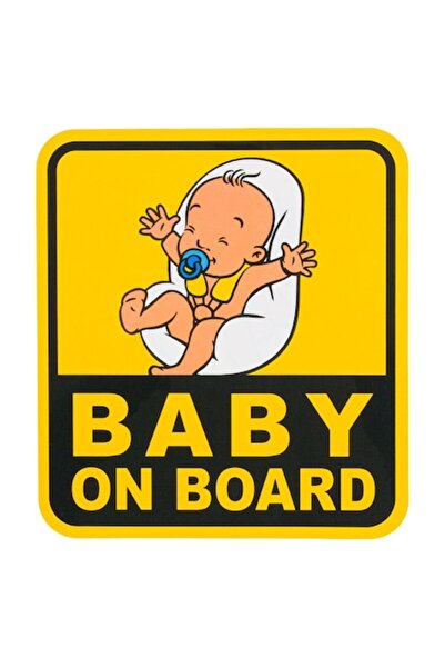 SHOPIENS Autocolant auto, model Baby On Board, dimensiuni 18x20cm, culoare ga...