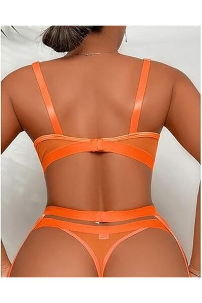 Margoun Women Lingerie Sets with Garter Belt 4 Pieces Lace Teddy Babydoll Bodysuit MG06