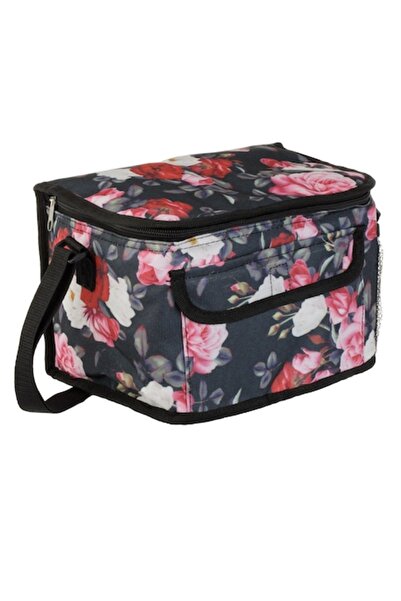 MYONNA IT & E- COMMERCE Термо Чанта с флорален принт, черна, 7 л, 25x18x16 см