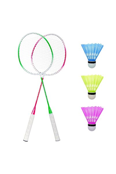 SHOPIENS Badminton Racket Set, Fluorescent Model, Multicolor, 5 Pieces, MYONNA IT & E- COMMERCE ®