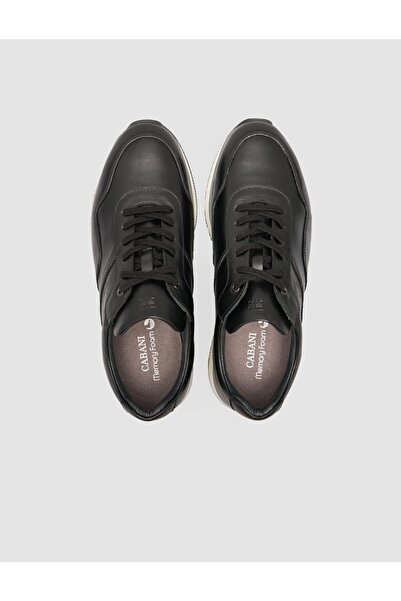 Cabani 100% Genuine Leather Black Emblem Detail Men's Sports Shoes