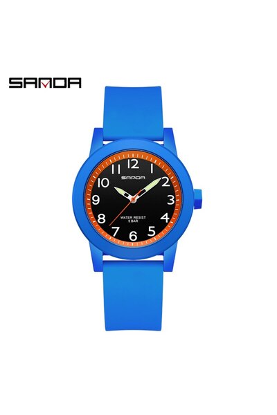 Choice ساعة يد نسائية من SANDA باللون الأزرق الداكن مصنوعة من السيليكون التنا...
