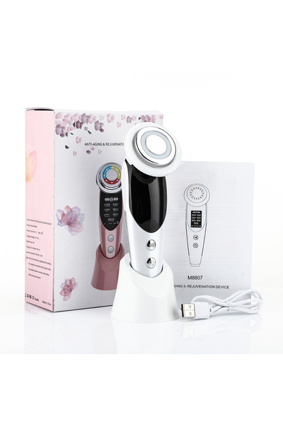 Choice جهاز رفع التيار الكهربائي الدقيق 7 في 1 RF&EMS باللون الأبيض مع اهتزاز...