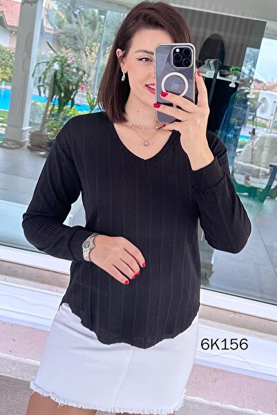 İnce Topuk V-Neck Veronica Knitwear Blouse 6K156
