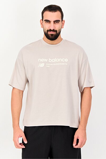 New Balance Men Sportswear Fit Short Sleeve Training T-Shirt, Light Beige