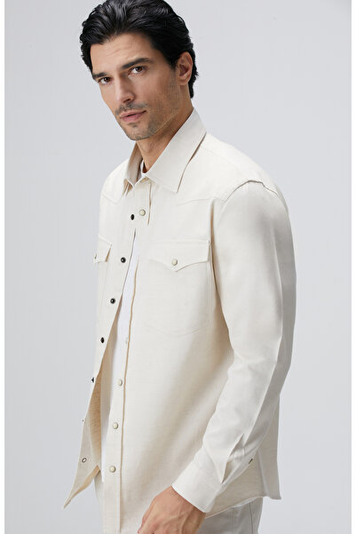 Network Naturel Keten Karışımlı Gömlek