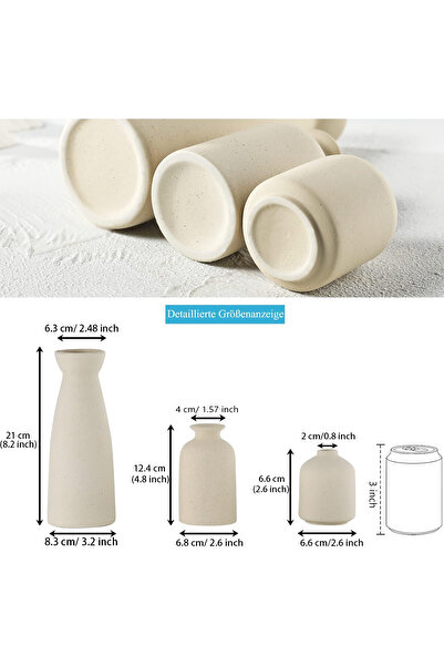 OEM Set of 3 beige ceramic vases