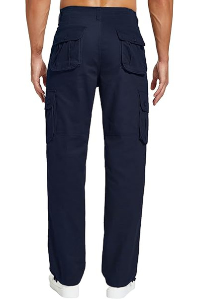 OEM Men's Breathable Casual Pants, Loose Fit with Side Pockets, Blue 34
