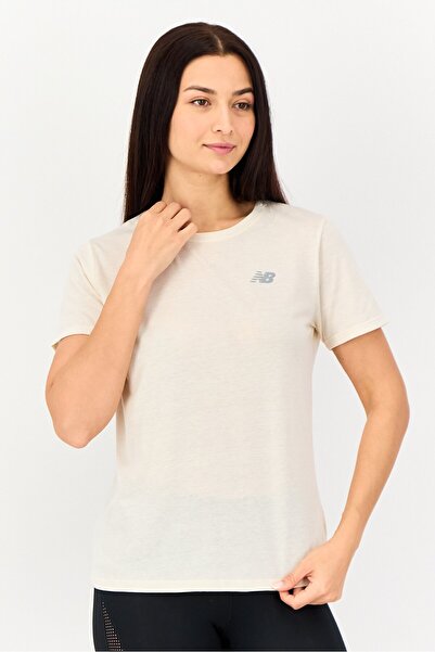 New Balance Women Sportswear Fit Short Sleeve Outdoor T-Shirt, Cream