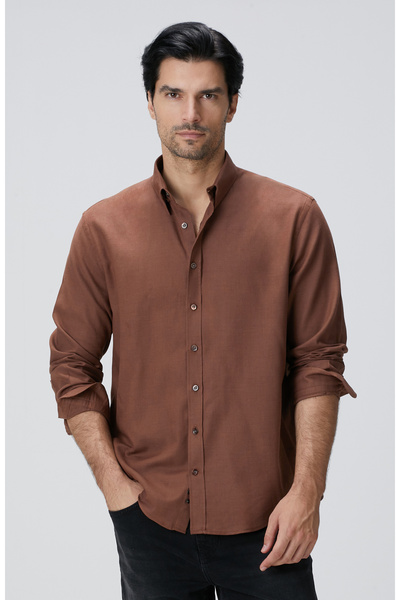 Network Kiremit Flanel Comfort Gömlek