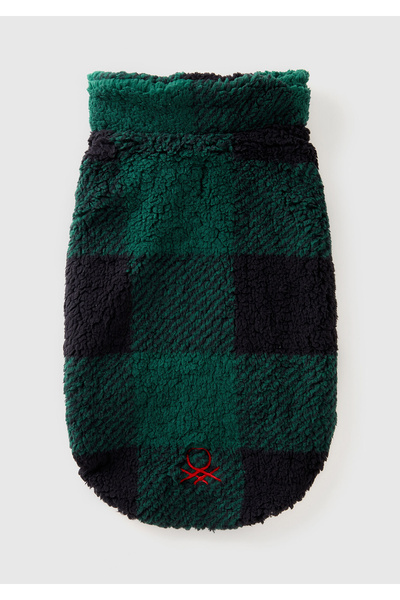 United Colors of Benetton Unisex Green Plaid Teddy Dog Coat