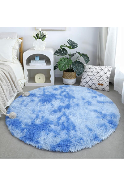 OEM Round 120 cm soft room mat, blue