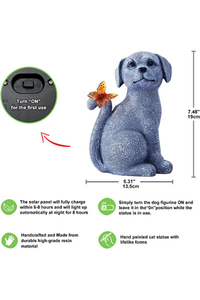 OEM Garden, terrace, balcony decoration with LEDs and solar panel 19 cm, dog