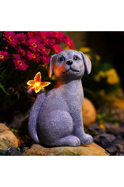 OEM Garden, terrace, balcony decoration with LEDs and solar panel 19 cm, dog