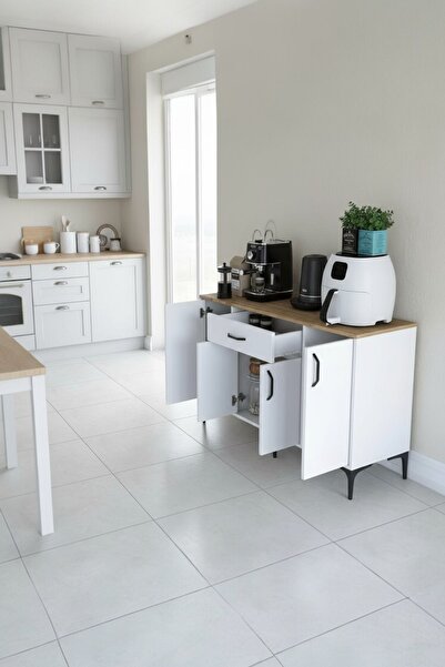 Industrial Living Modern MDF Mutfak Dolabı 120 cm, Geniş Saklama Alanı,Kahve Köşesi