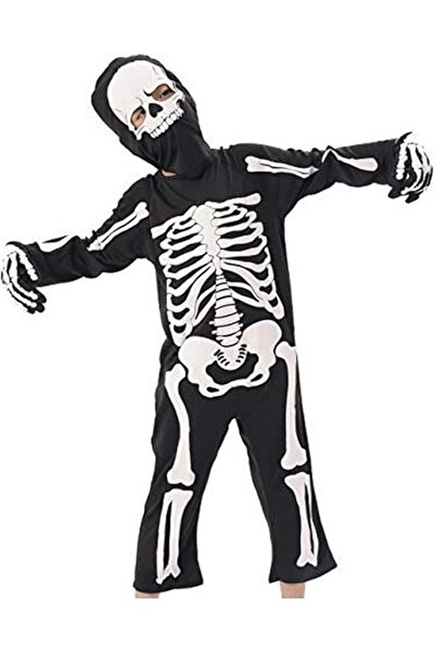 Ikali Costum schelet pentru baieti, negru, 4-6 ani, 110-116 cm,