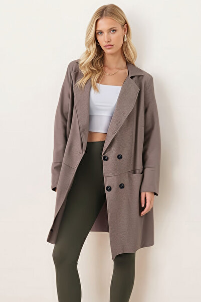 armonika Γυναικείο παλτό με διπλό γιακά με κουμπιά και τσέπες ARM-25K001100