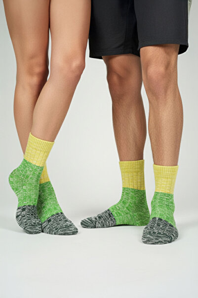 Buluş Organic 3-пакет дебели органични памучни чорапи с пламъчен мотив - многоцветни