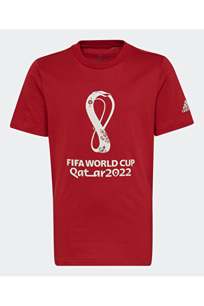 adidas تيشيرت بشعار كأس العالم FIFA 2022 الرسمي - كستنائي غامق