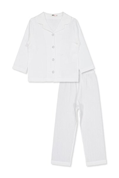 Civil Girls Plain 2-5 Year Old Pajama Set - Ecru 3-4 Years Old