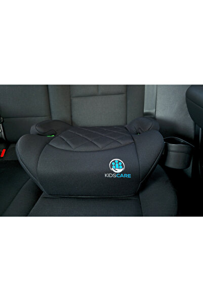 KidsCare FixiGo Car Booster Seat with Isofix, 125–150 cm, Group 3, Washable Cover, Black