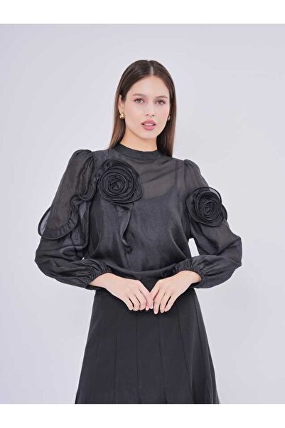 SERPİL Gül Detaylı Şifon Bluz 40648