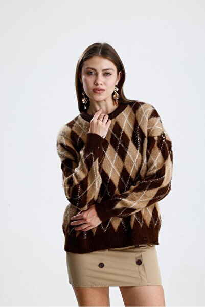 Pollux Γυναικείο πλεκτό πουλόβερ με διαμάντια ροζ χρυσό