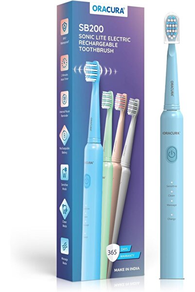 Oracura فرشاة أسنان كهربائية سونيك لايت SB200 قابلة لإعادة الشحن، 36000 ضربة في الدقيقة، 3 أوضاع، 25 يومًا