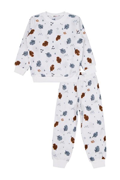 Civil Girls Σετ Πιτζάμες με Σχέδιο Φύλλων για 2-5 Ετών - Εκρού 3-4 Ετών