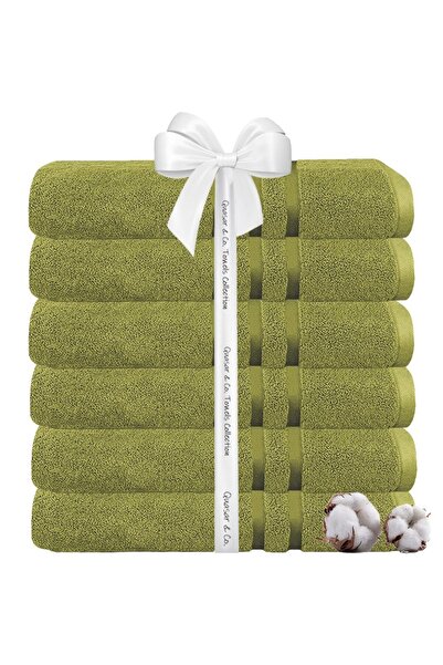 Quasar & Co. Set of 6 bath towels, 100% cotton, 450 g/m2, 70 x 140 cm, lime green