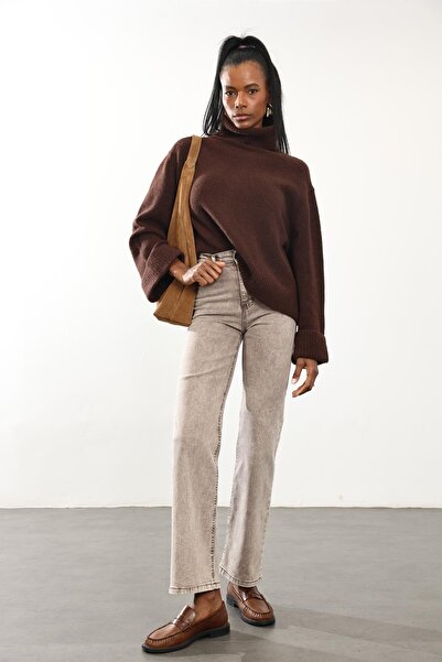 5in1Canpolat Bitter Brown Turtleneck Sweater 1277