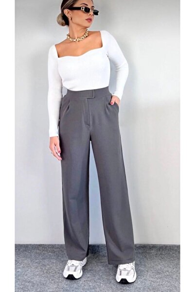 QUUL'Y //New Season//High Waist//Buttoned//Ultra Stretchy//Women's Fabric Pants