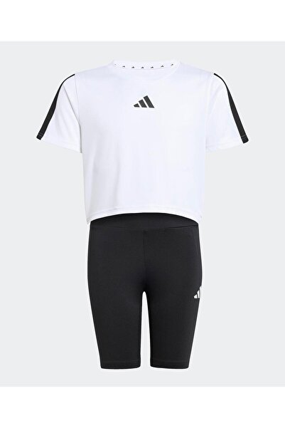 adidas طقم تيشيرت TRAIN ESSENTIALS بثلاثة خطوط - أبيض/أسود