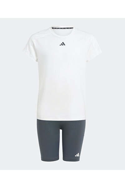 adidas Junior Train Essentials T-Shirts And Shorts Set - White & Blue