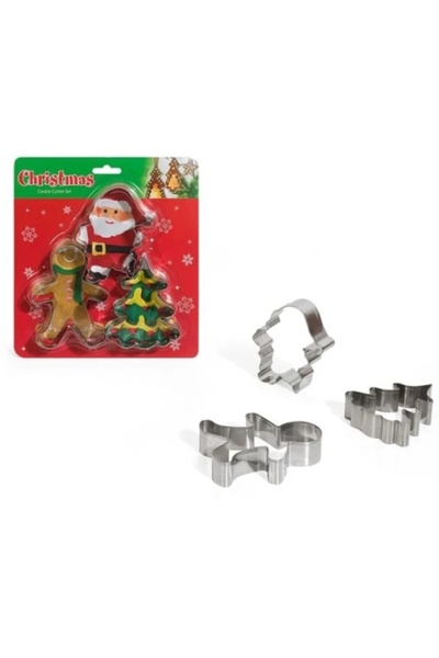 OEM Set de 3 forme metalice de Crăciun pentru fursecuri, dimensiune 10 x 8 cm