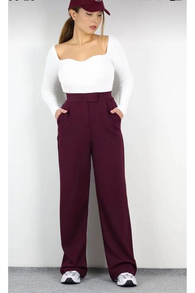 QUUL'Y //New Season//High Waist//Buttoned//Ultra Stretchy//Women's Fabric Pants