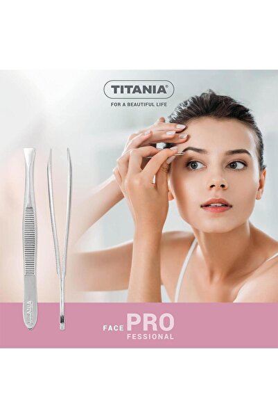 TİTANİA Silver Straight Medium Tweezers – Model 1060A