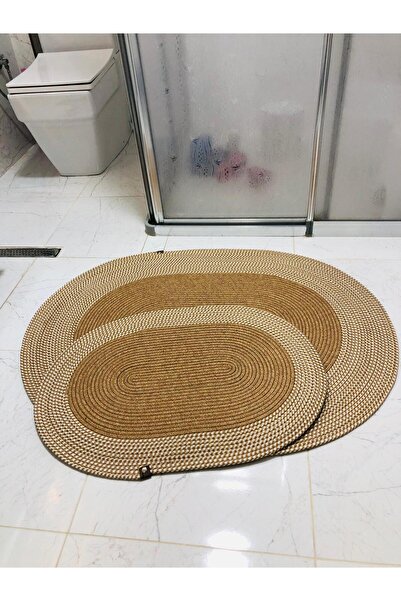 ModaCardin Set de 2 covorașe de baie din iută și paie - Coș în stil boem și n...