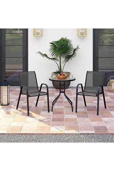 the home mart طقم بيسترو خارجي من هوم مارت، مكون من 3 قطع، بإطار معدني أسود، ...