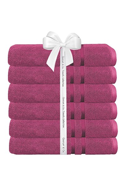Quasar & Co. Set of 6 bath towels, 100% cotton, 450 g/m2, 70 x 140 cm, fuchsia
